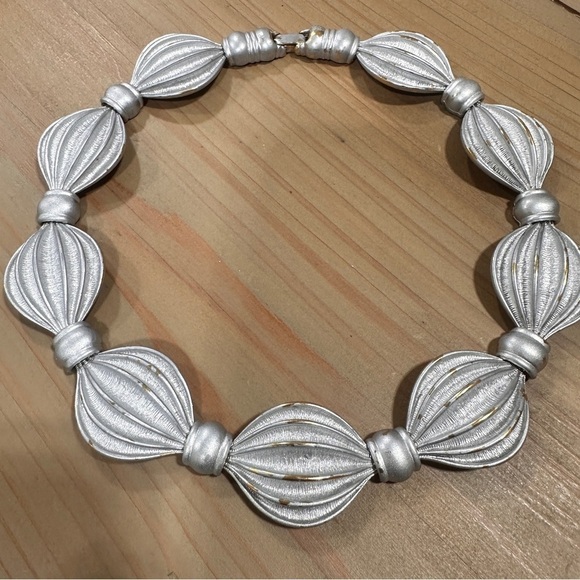 Vintage 1990's Chunky Silver Modern Statement Collar Necklace - Picture 10 of 14